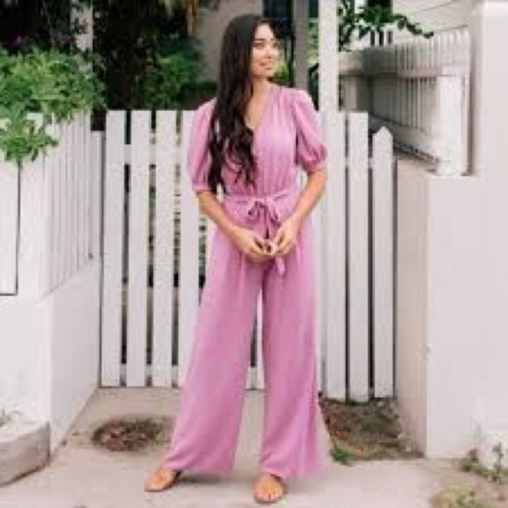 Gal Meets Glam Gabriella Pink Jumpsuit